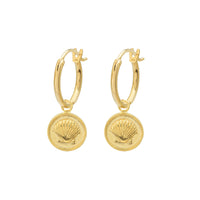 float Muschel Coin Ohrring Gold